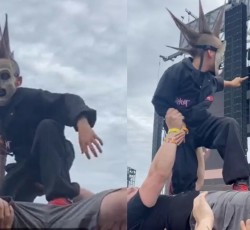 Νεαρός οπαδός των Slipknot κάνει crowdsurf χρησιμοποιώντας τον πατέρα του ως σανίδα 